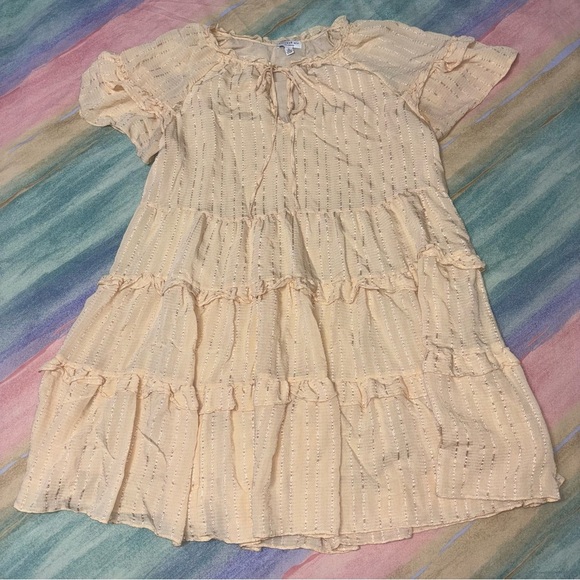Anthropologie Current Air LUCIA TEXTURED FLUTTER SLEEVE RUFFLE DRESS size M - Picture 8 of 13